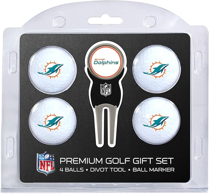 Team Golf NFL Regulation Size Golf Balls (4 Count) & Divot Tool with Removable Double-Sided Magnetic Marker
