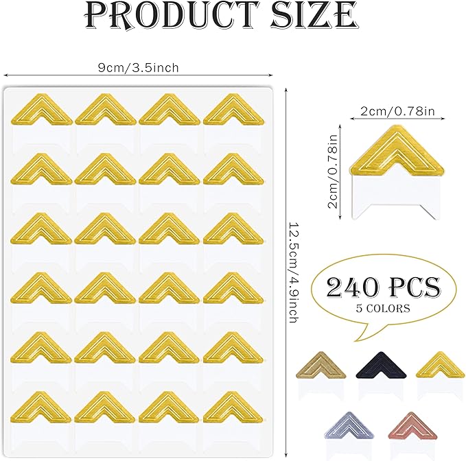 240 Pieces Photo Corners Self Adhesive Photo Corner Stickers, Picture Mounting - Image 2