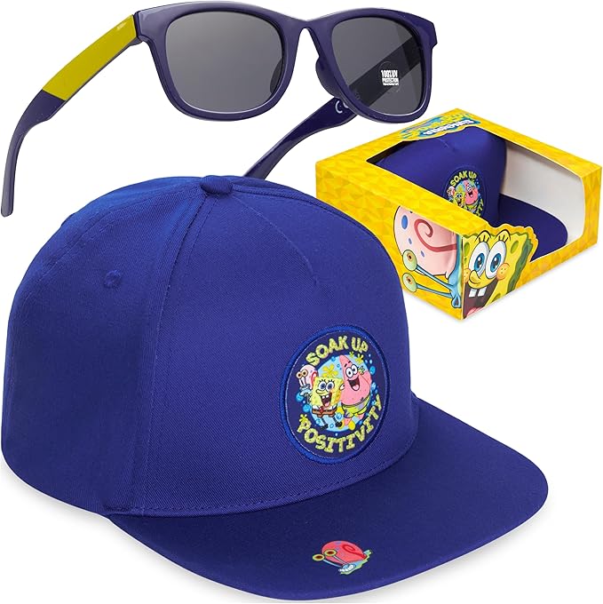 Spongebob | Minecraft | Fortnite | Super Mario | Kids Baseball Cap & Sunglasses with UV Protection, Gifts for Boys