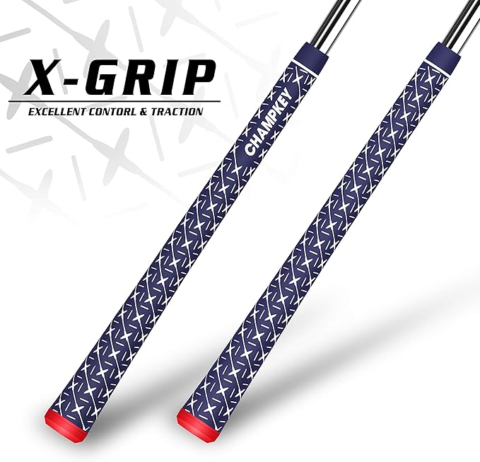 CHAMPKEY X Rubber Golf Grips 13 Pack - All Weather Performance with 15 Tapes and Repair Kits