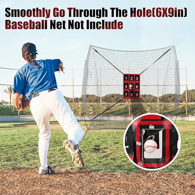 Waterproof Strike Zone Target Net,19 * 27in Clear Numbered Strike Zone,Adjustable and Durable Pitching Net with Strike Zone for Baseball&Softball Net,Applicable for Various Age Pitching Training
