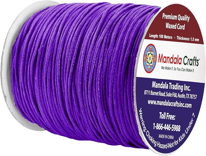 Mandala Crafts 1.5mm 109 Yards Purple Cotton Waxed Cord - Image 2