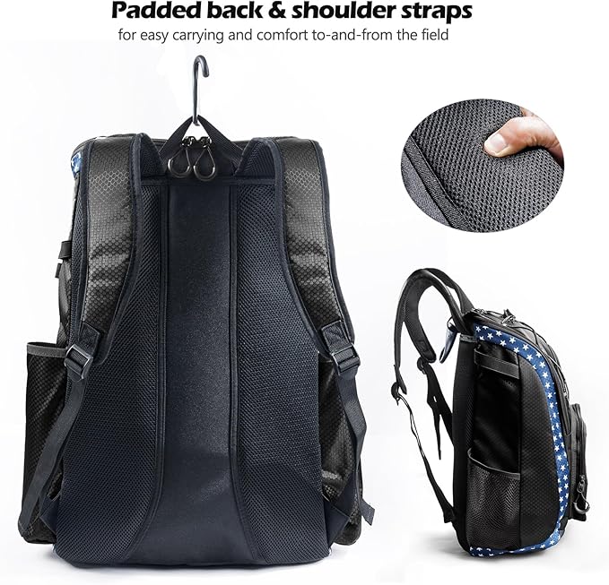 Baseball Bag for Youth & Adult with 4 Bat Sleeves - Softball Bat Bag with Shoe Compartment - Baseball Backpack for T-Ball, Softball Equipment, Baseball Gear, Baseball Bags for Boys 8-12