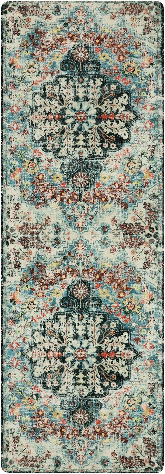 Lahome Bohemian Floral 2'8" x 8' Washable Hallway Runner Rug, Non Slip Kitchen - Image 9