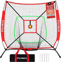 5x5 FT Baseball & Softball Practice Net with Red Strike Zone & Target | Youth Baseball & Softball Training Net for Hitting, Pitching, Batting |for Accurate Throwing Practice,Includes Carry Bag.