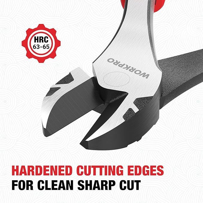 WORKPRO 8 Inch High Leverage Diagonal Pliers, Wire Cutters Heavy Duty in CRV - Image 4