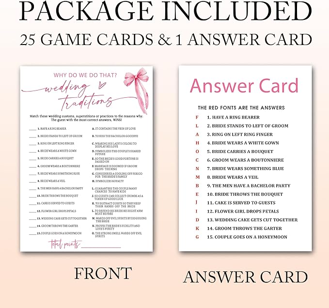 Bridal Shower Games Cards, Wedding Traditions Why Do We Do That, 25 Cards - Image 3