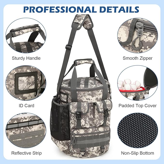 Baseball Bucket Bag - Baseball Coaching Accessories Organizer, Softball Bucket Bag with Insulation Pocket, Anti-Slip Bottom for Bat, Gloves, Scoreboards