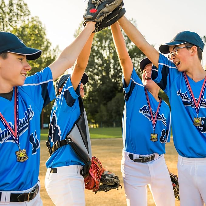 Ecation Medals with Neck Ribbons Soccer Awards Medals Baseball Team Awards Softball T-Ball Flag Football Trophy for Kids Sports Competitions Celebration Gift