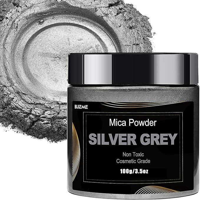 Silver Mica Powder Pigment -Cosmetic Grade Metallic Mica Powder by BIJIZME