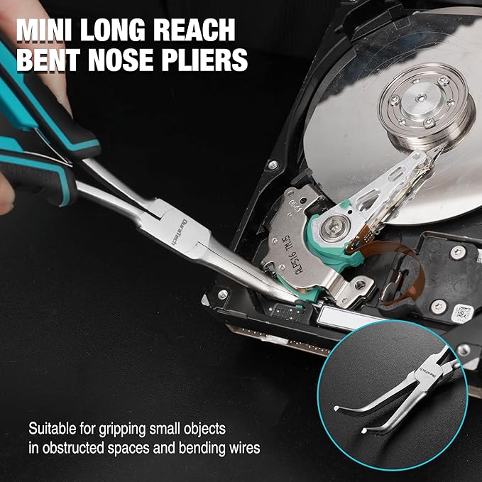 DURATECH 2PCS 7" Long Reach Needle Nose Pliers Set, Long Nose Pliers & Bent - Image 6