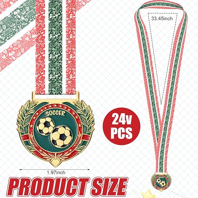 Ecation Medals with Neck Ribbons Soccer Awards Medals Baseball Team Awards Softball T-Ball Flag Football Trophy for Kids Sports Competitions Celebration Gift