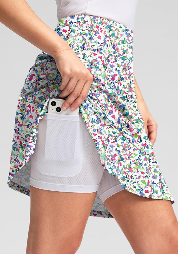 Viodia 20" Knee Length Skorts Skirts for Women with Pockets High Waisted Athletic Tennis Golf Skort for Casual Summer