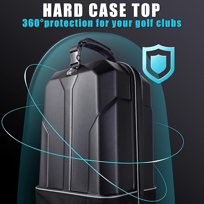 Golf Travel Bag with Hard Case Top and Wheels ，Premium Oxford Fabric, Golf Travel Bags for Airlines ，Protect Your Club for Safe Transport
