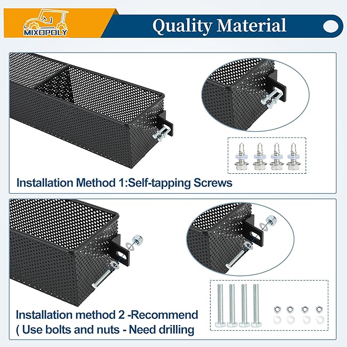 Golf Cart Front Inner Basket Dash Storage Tray Organizer for EZGO RXV 2008-up with One Piece Solid Design, More Sturdy and No Rattles