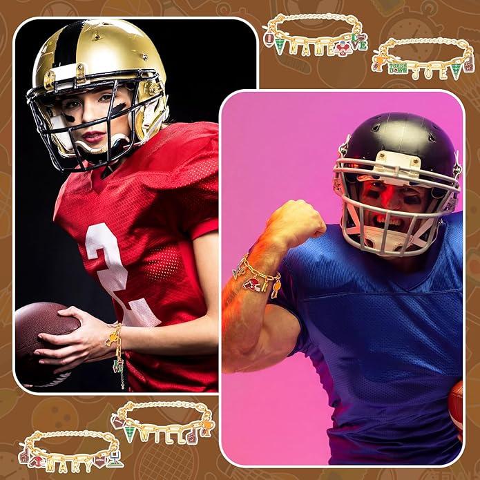 Kigeli 394 Pcs Sports Bracelets for Women DIY Game Bracelets kit Softball Baseball Football Jewelry Crafts Adjustable Gold Letter Charms Keychain for Team Sport Lovers Gifts
