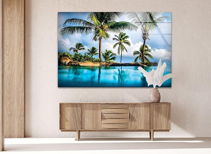 My Photostation.com 20Wx14H'' Island & Blue Sea Glass Wall ArtTempered Glass - Image 3