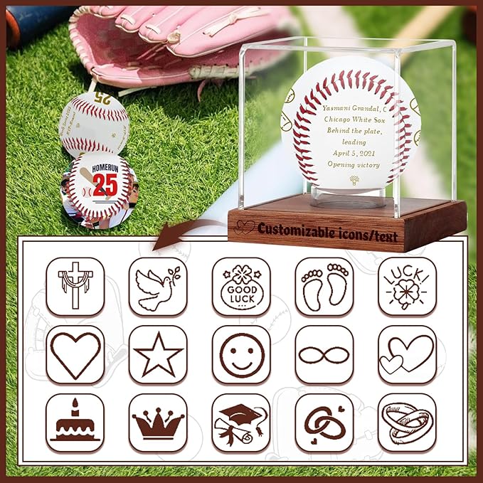 Personalized Baseball Display Case UV Protectedcase Baseball Box Custom Name Text Customize Baseball Cases Display for Balls - for Official Size Ball