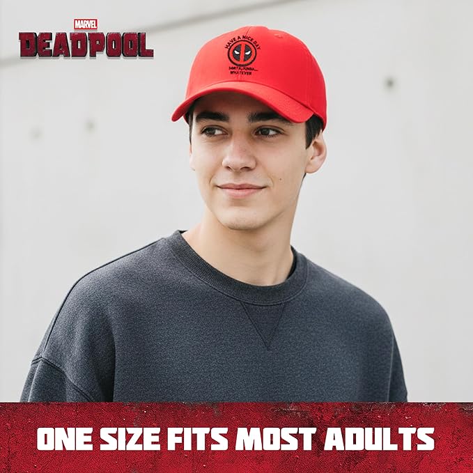Marvel Deadpool Adjustable Baseball Hat with Curved Brim