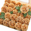 Floroom Artificial Flowers 50pcs Real Looking Gold Foam Fake Roses by Floroom
