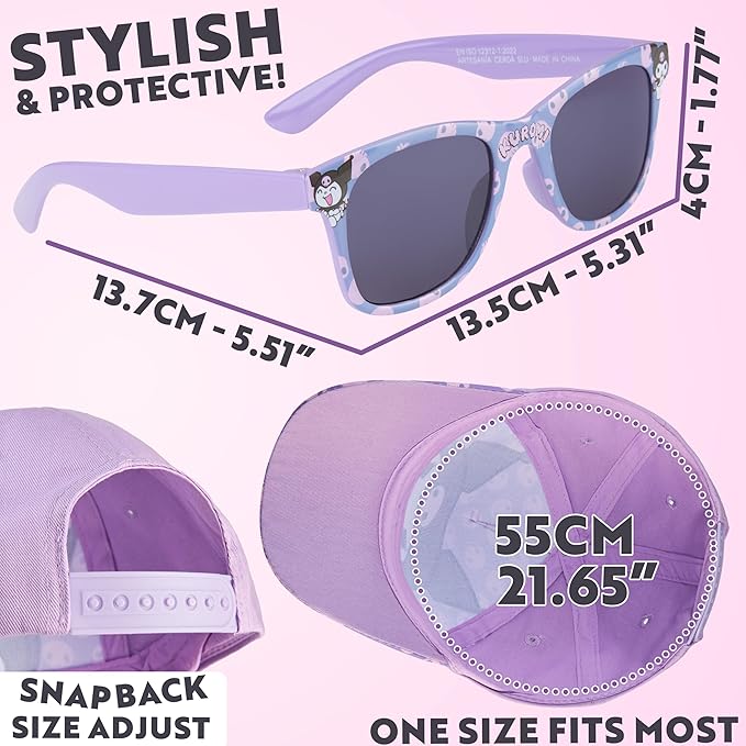 Hello Kitty | Disney Stitch | Care Bears Baseball Cap & Sunglasses for Girls UV400 Sun Protection Gifts for Girls