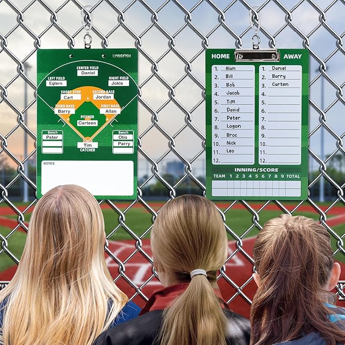 Dry Erase Coaches Clipboard， Reuse Baseball Dry Erase Coaching Board Double-Sided Baseball White Board for Coaches Writable and Erasable Coaching Board (Baseball)