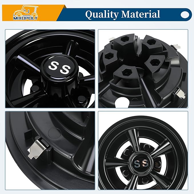 8 Inch (Set of 4) Golf Cart Wheel Covers Hub Caps Direct Fit for EZGO, Yamaha, Club Car SS Chrome 5-Spoke Snap-on Installation Rust-Proof Weather-Resistant