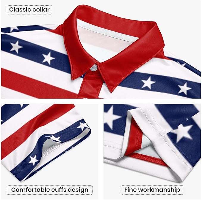 Golf Polo Shirts for Men Funny Print Short Sleeve Golf Shirts Performance Golf Polos