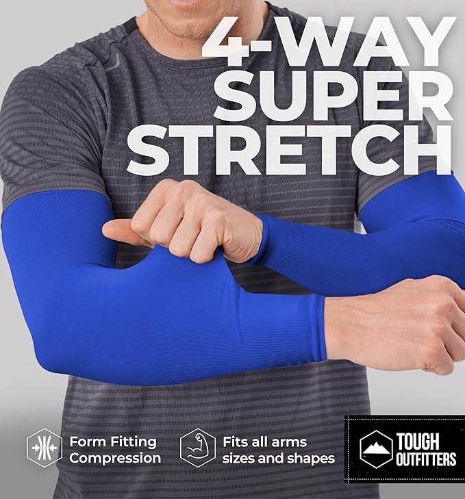 Tough Outdoors UV Arm Sleeves for Men Women - Sun Protection Sleeves - Compression Golf Baseball Cooling Tattoo Arm Sleeve
