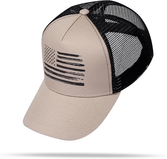 Baseball Cap, American Flag Trucker Hat for Men Women, Breathable Adjustable Fit Outdoor Mesh Snapback Hats