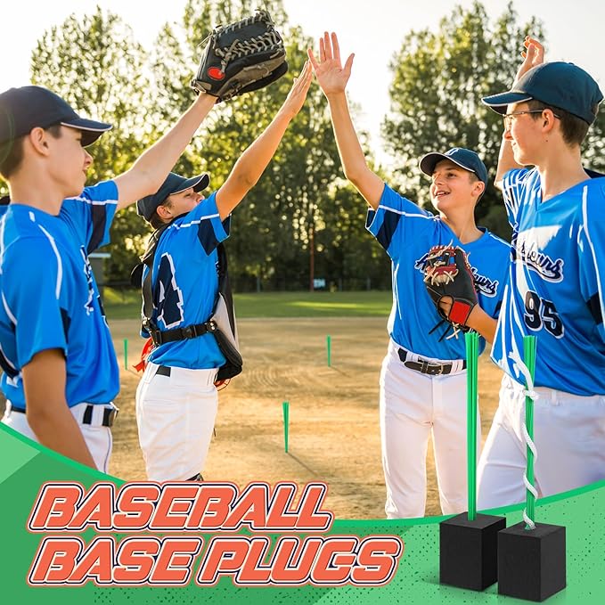 Shappy 24 Pieces Base Plugs with Tassels Heavy Duty Rubber Baseball Anchor Plug for Baseball Field Drill Softball Accessories