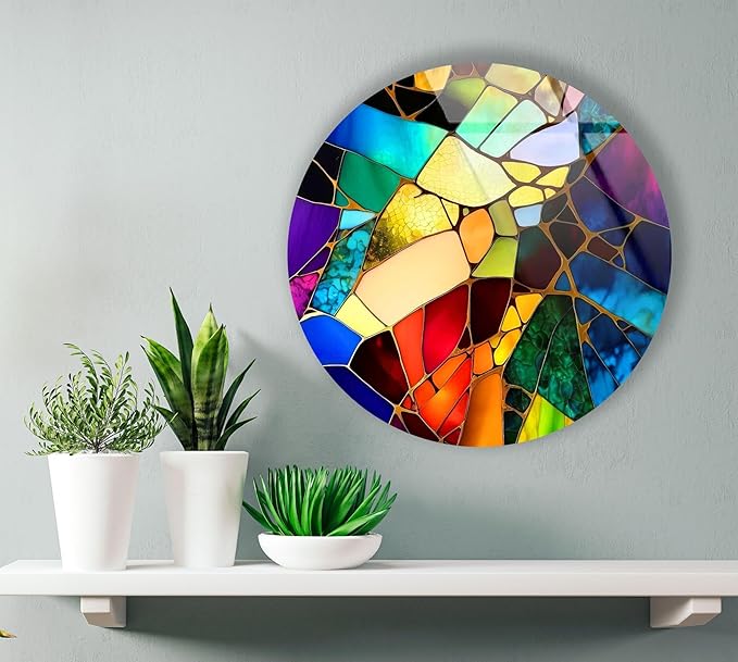 My Photostation.com 15.8'' Diameter Multicolor Round Stained Glass Wall Art - Image 8