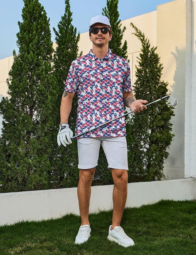Mens Golf Shirts Golf Polo Shirts for Men Short Sleeve Polo Shirts Golf Gifts