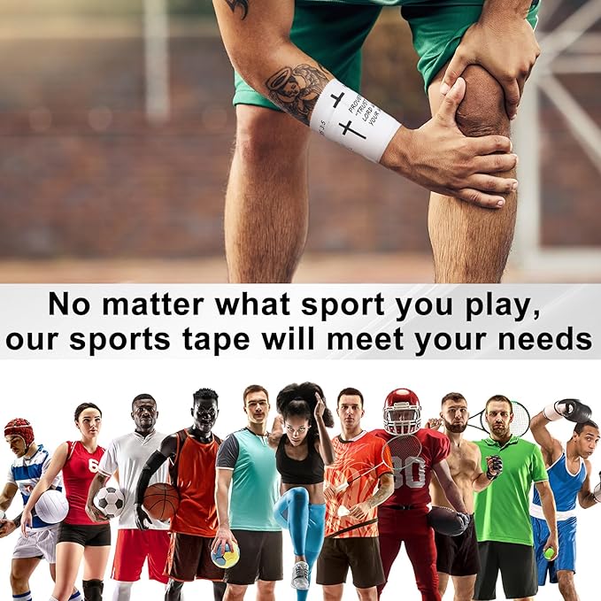 MiniInflat 2 Pcs Christian Cross Athletic Tape Sports Tape 2in x 23ft Religion Jesus Wrist Wrap for Soccer Football Baseball, Gift for Graduation Teacher Nurses Week Pentecost(White,Proverbs)