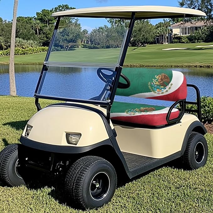 Yewatlles Golf Cart Seat Covers, Blanket for Golf Cart, Universal Golf Cart Seat Towel Fits Golf Car, Club Car, More Golf Carts Retro Mexican Flag