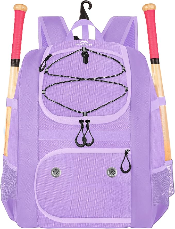 MATEIN Softball Bag, Lightweight Baseball Backpack with Shoe Compartment, Baseball Bag with Fence Hook for TBall Bat & Equipment, Softball Gifts Catchers Backpack for Women Fit Catcher’s Mitt, Helmet