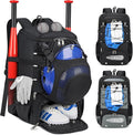 RAINSMORE Baseball Bag for Youth & Adult Lightweight Softball Bat Bag with Shoe Compartment, External Helmet Holder and Fence Hook Waterproof Baseball Backpack Hold T-Ball, Bat and Softball Equipment