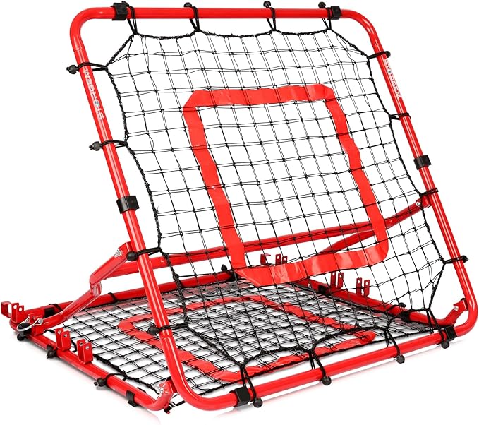 Storgem Baseball Softball Rebounder Net, Pitch Back Rebound Net,Soccer Rebound Net, Fielding Rebounder,Double Sided Adjustable Multi-Sports Pitching Rebound Net for Throwing Practice