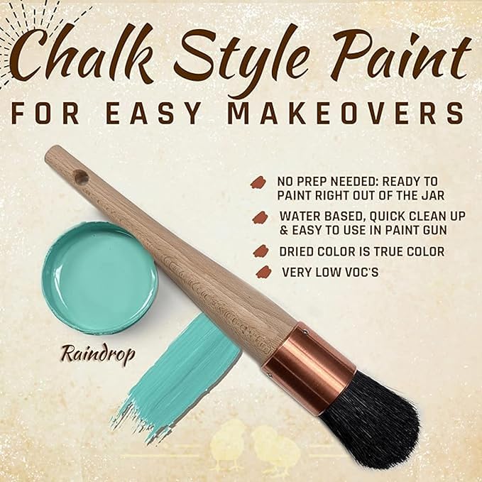 Chalky Chicks 4 Fl Oz Matte Rain Drop Chalk Paint, Furniture Paint No Sanding - Image 3