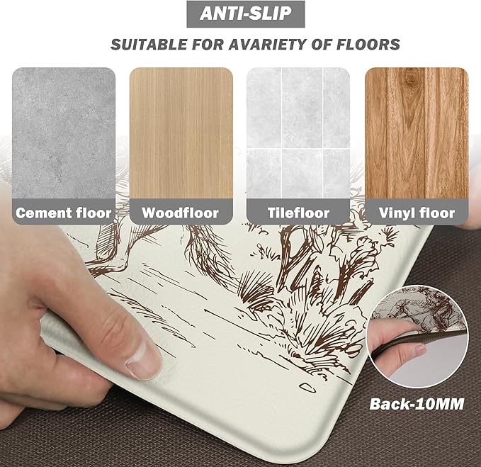 Western Kitchen Mat Rugs Set of 2 Aztec Anti Fatigue Non-Slip Kitchen mats - Image 5