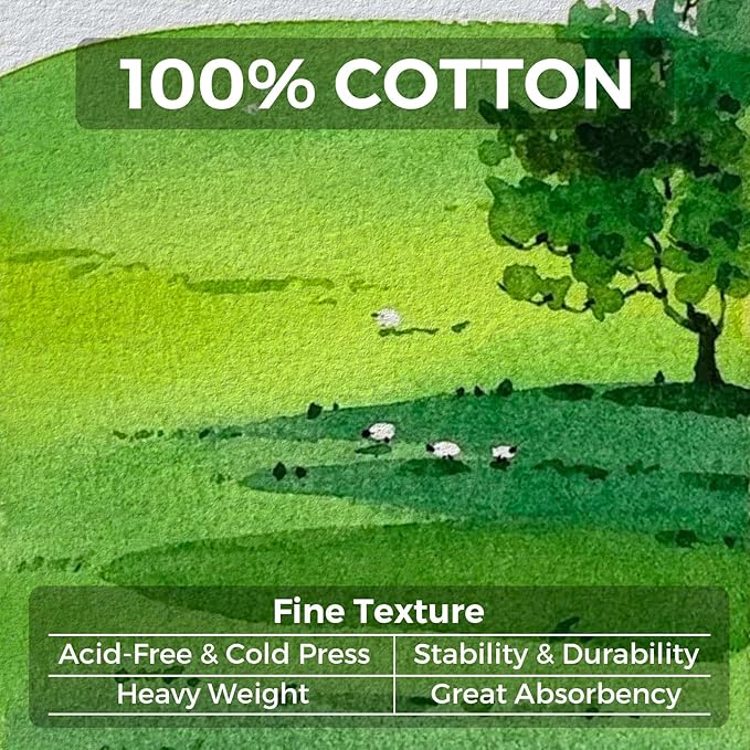 Funto Watercolor Journal, 2 Packs, 44 Pages Each, Cold-Pressed 100% Cotton - Image 3