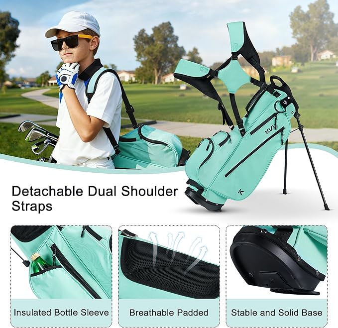 KVV Junior Golf Bag, Lightweight Golf Stand Bag for Young Players for Ages 4-6,6-8,9-12, 12 and Up