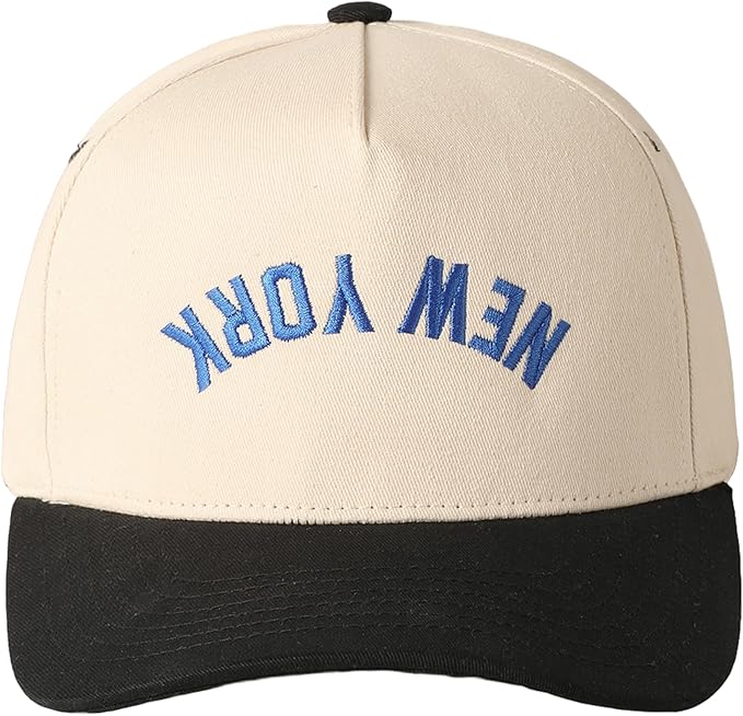 MIRMARU Two-Tone Vintage Canvas Trucker Hats for Men & Women, Adjustable Size Baseball Caps with Trendy Embroidered Design