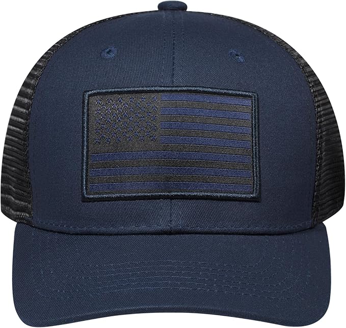 American Flag Trucker Hat, Patriotic Baseball Cap for Men & Women, Breathable Mesh Adjustable Snapback, USA Flag Patch