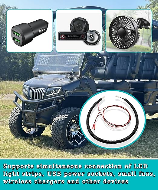 Add-On Power Harness Fits for Evolution D5 Electric Golf Car Accessories, 12-Volt LED Lighting Kits