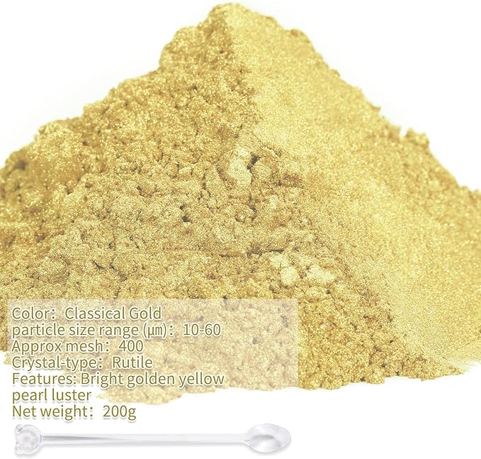 Mica Powder, 200g/7.24oz Large Jar, Classical Gold Mica Powder Pigment - Image 2