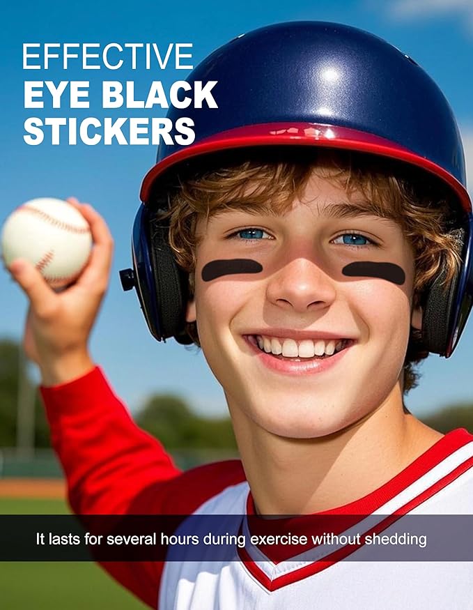 48 Pairs Eye Black Stickers, Sports Face Eyeblack Sticker for Baseball Football Softball Accessories Themed Party Birthday Party Supplies