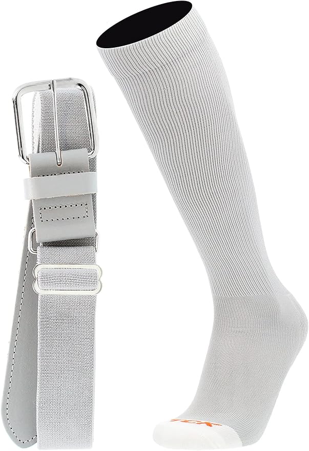 MadSportsStuff Softball or Baseball Socks and Belt Combo - Youth and Adult Sizes Boys and Girls Men and Women