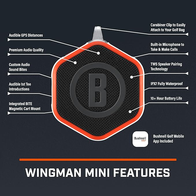 Bushnell Golf Wingman Mini Bluetooth Speaker with GPS Orange