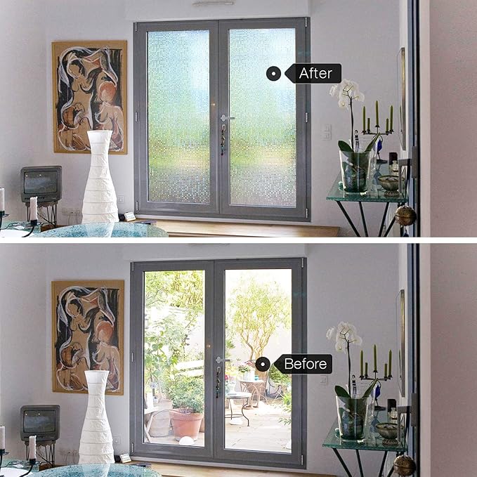 HIDBEA 3D Decorative Window Privacy Film Non-Adhesive Heat Control UV Blocking - Image 3
